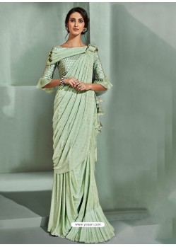 Classy Olive Green Designer Lycra Sari
