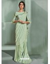 Classy Olive Green Designer Lycra Sari