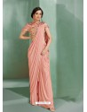 Classy Light Orange Designer Lycra Sari