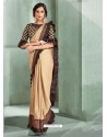 Awesome Beige Designer Lycra Sari