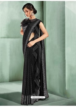 Classy Black Designer Lycra Sari