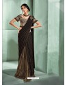 Classy Brown Designer Lycra Sari