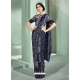 Awesome Navy Blue Designer Lycra Sari