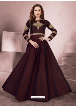 Trendy Maroon Party Wear Gown for Girls