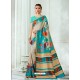 Awesome Sky Blue Designer Tussar Silk Sari