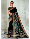 Trendy Black Designer Tussar Silk Sari