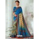 Classy Blue Designer Tussar Silk Sari