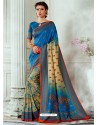 Classy Blue Designer Tussar Silk Sari