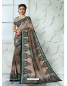 Classy Light Brown Designer Tussar Silk Sari