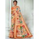 Classy Orange Designer Tussar Silk Sari