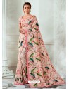 Classy Baby Pink Designer Tussar Silk Sari