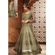 Scintillating Olive Green Embroidered Designer Anarkali Suit