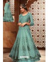 Awesome Turquoise Embroidered Designer Anarkali Suit
