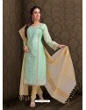 Fabulous Olive Green Embroidered Designer Churidar Salwar Suit