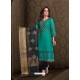 Fabulous Turquoise Embroidered Designer Churidar Salwar Suit