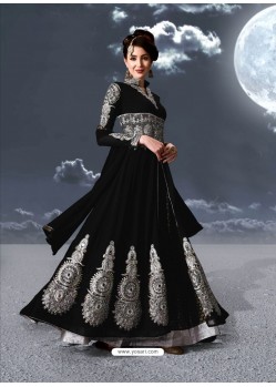 Fabulous Black Embroidered Designer Anarkali Suit