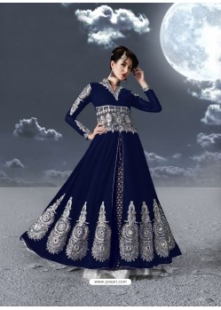Fabulous Navy Blue Embroidered Designer Anarkali Suit