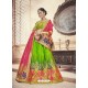 Scintillating Parrot Green Heavy Embroidered Wedding Lehenga Choli