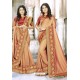 Awesome Light Orange Designer Silk Sari