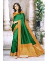 Trendy Forest Green Designer Silk Sari