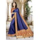 Trendy Royal Blue Designer Silk Sari