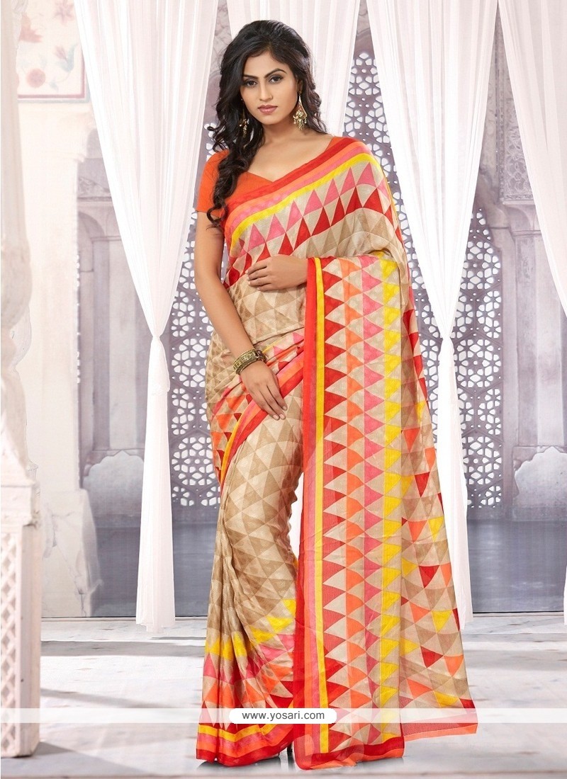 Embellished Multicolor Chiffon Satin Saree