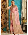 Awesome Pink Designer Silk Sari