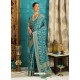 Trendy Blue Designer Silk Sari