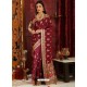 Awesome Maroon Designer Silk Sari