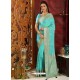 Trendy Sky Blue Designer Silk Sari