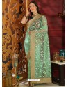 Trendy Sea Green Designer Silk Sari
