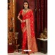 Trendy Red Designer Silk Sari