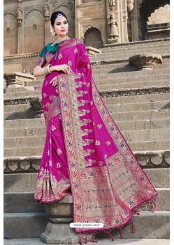 Awesome Rani Designer Banarasi Silk Sari