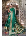 Trendy Dark Green Designer Banarasi Silk Sari
