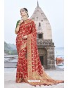 Classy Red Designer Banarasi Silk Sari