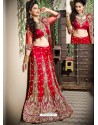 Scintillating Red Heavy Embroidered Bridal Lehenga Choli