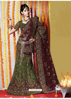 Fabulous Mehendi Heavy Embroidered Bridal Lehenga Choli