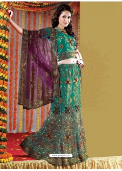 Fabulous Aqua Mint Heavy Embroidered Bridal Lehenga Choli