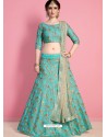 Classy Turquoise Heavy Embroidered Wedding Lehenga Choli