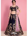 Classy Navy Blue Heavy Embroidered Wedding Lehenga Choli