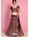 Classy Wine Heavy Embroidered Wedding Lehenga Choli