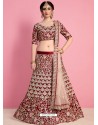 Classy Maroon Heavy Embroidered Wedding Lehenga Choli