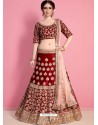 Classy Maroon Heavy Embroidered Wedding Lehenga Choli