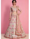 Classy Baby Pink Heavy Embroidered Wedding Lehenga Choli