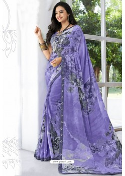 Classy Lavender Designer Printed Sari