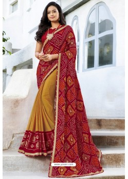 Trendy Maroon Designer Printed Sari