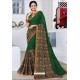 Trendy Forest Green Designer Printed Sari