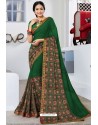 Trendy Forest Green Designer Printed Sari