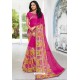 Trendy Hot Pink Designer Printed Sari