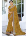 Trendy Marigold Designer Printed Sari